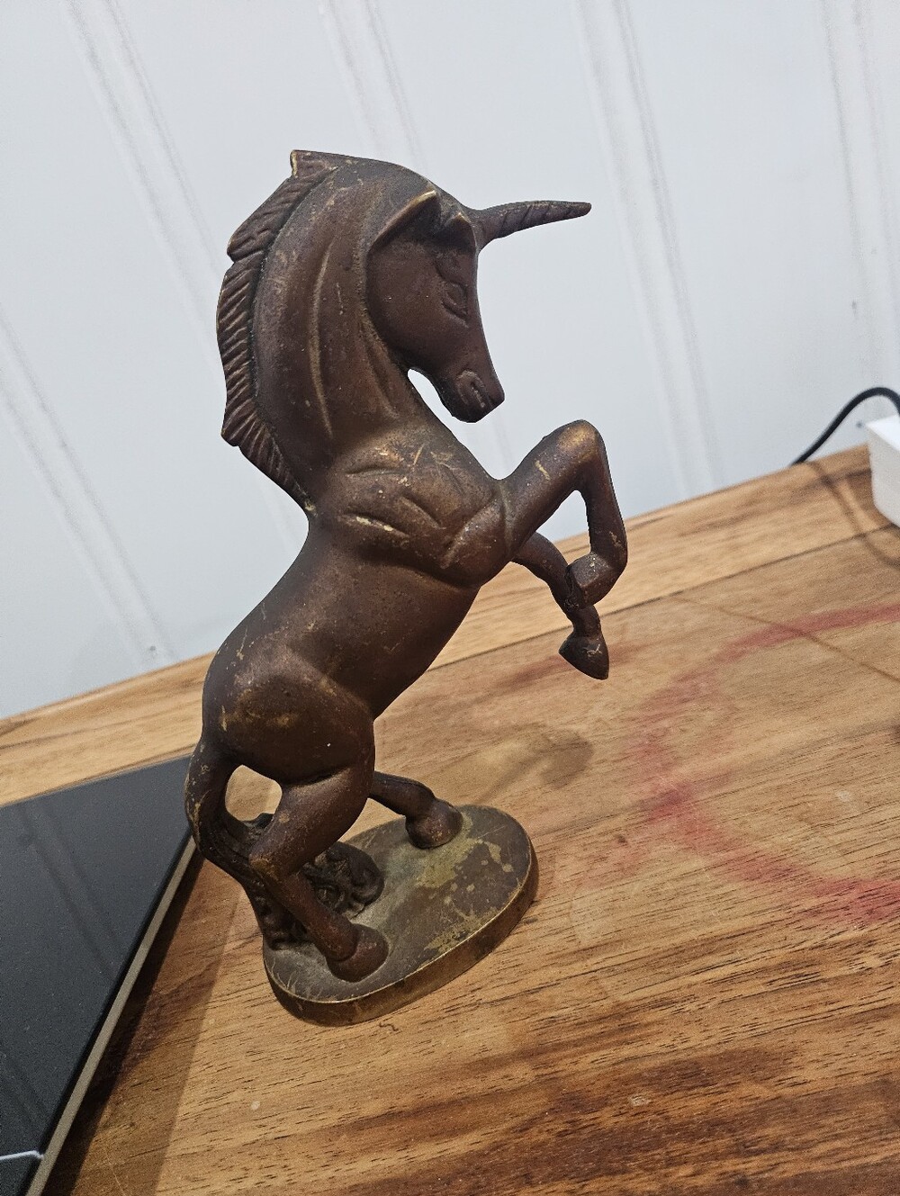 Bronze-Tone Unicorn Statue Decorative Figurine